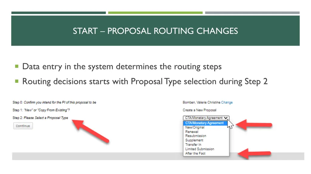 start proposal routing changes 2