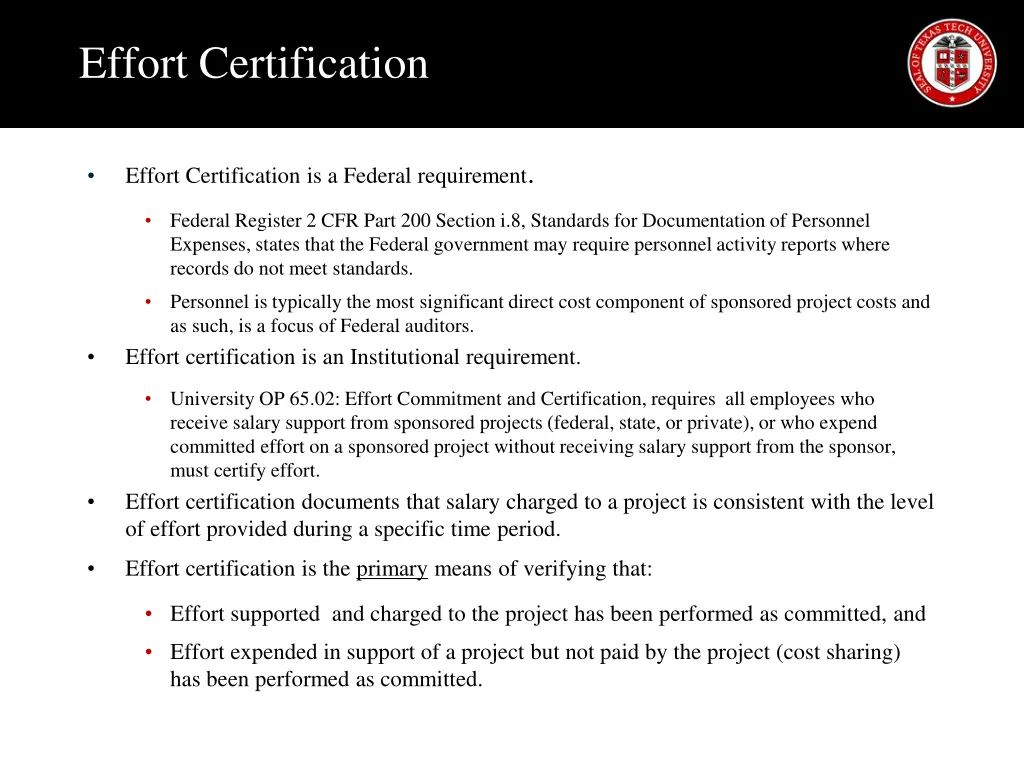 effort certification