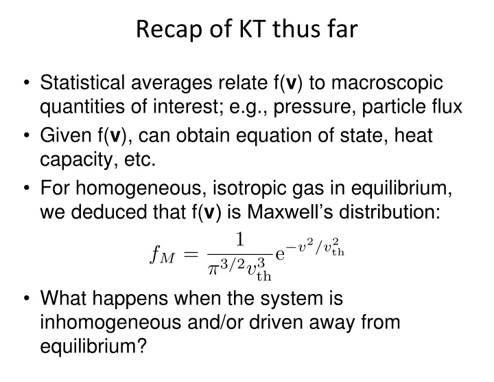 recap of kt thus far