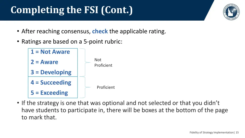 completing the fsi cont