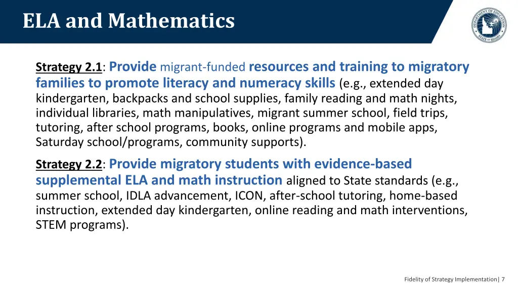 ela and mathematics