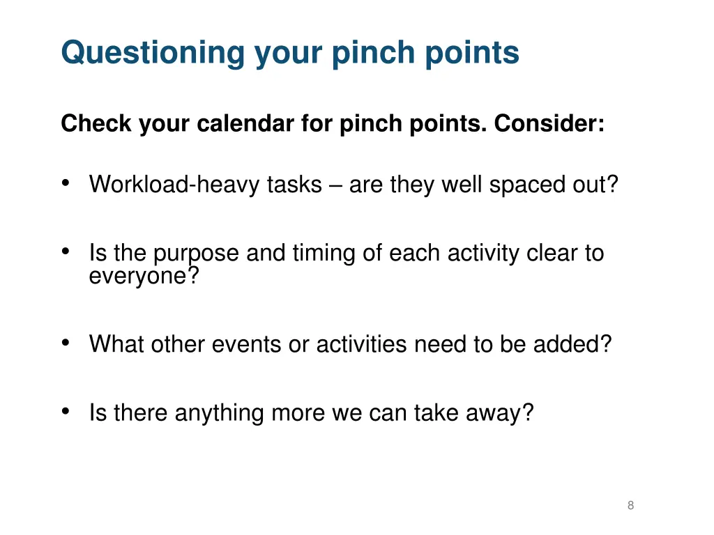 questioning your pinch points