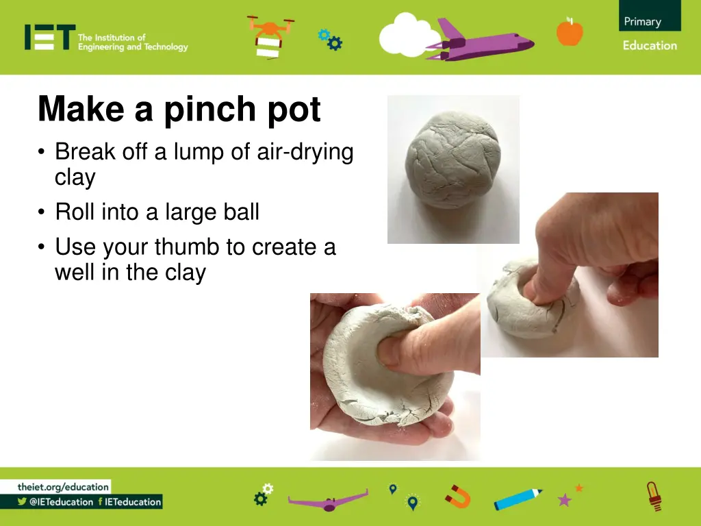 make a pinch pot break off a lump of air drying