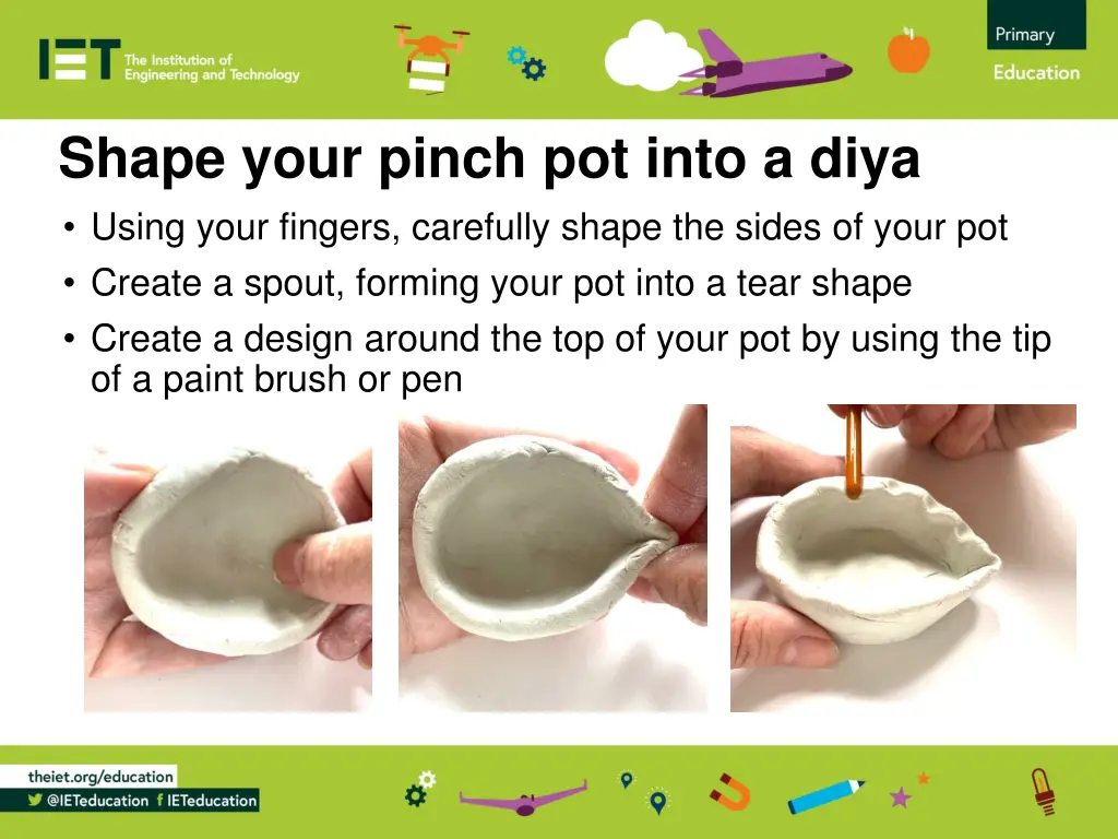 shape your pinch pot into a diya