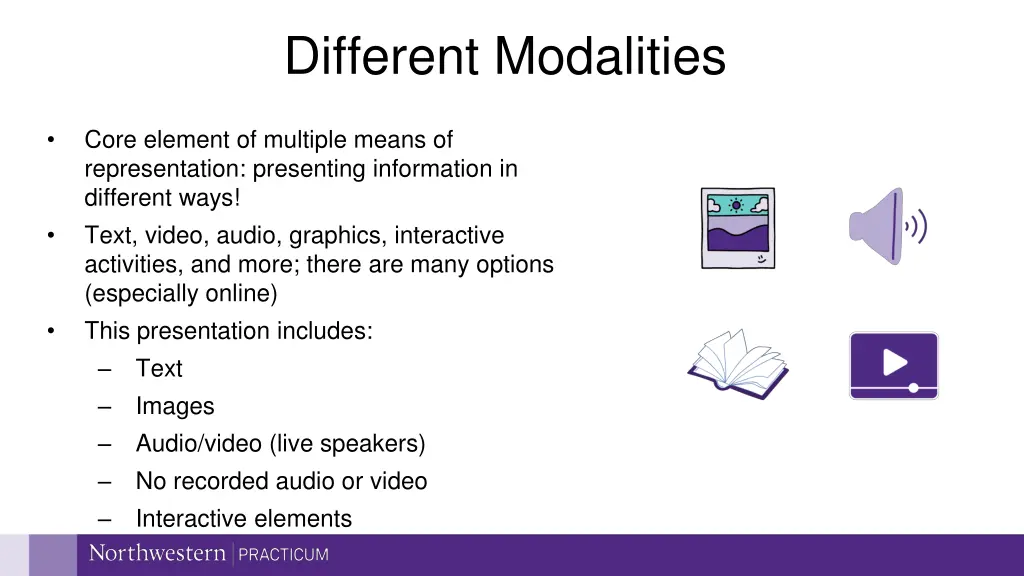 different modalities