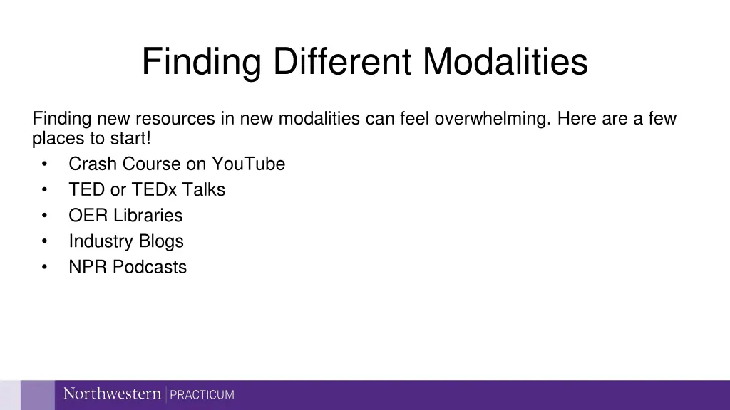 finding different modalities