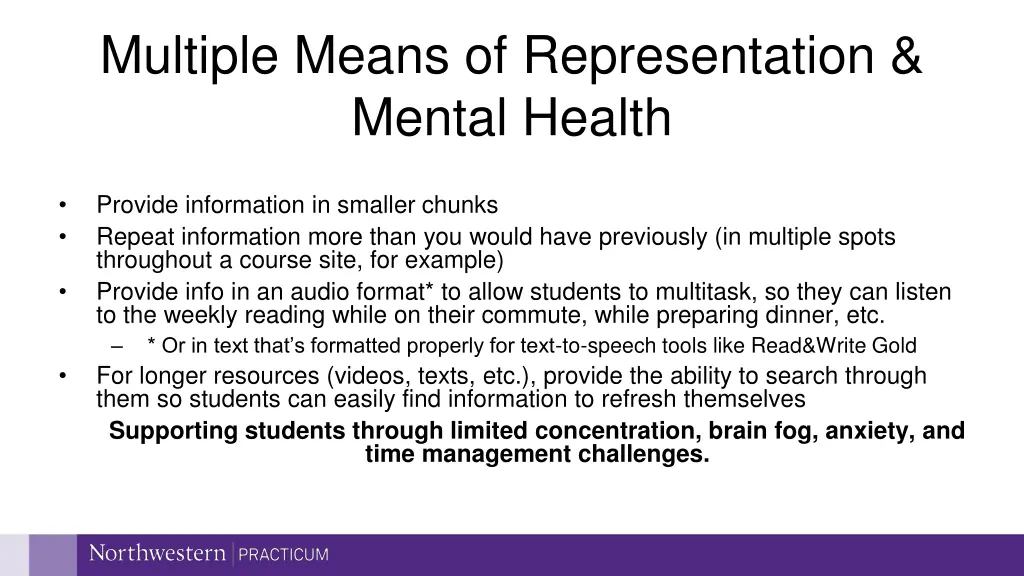 multiple means of representation mental health