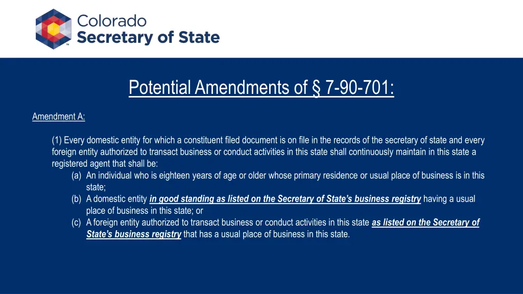 potential amendments of 7 90 701