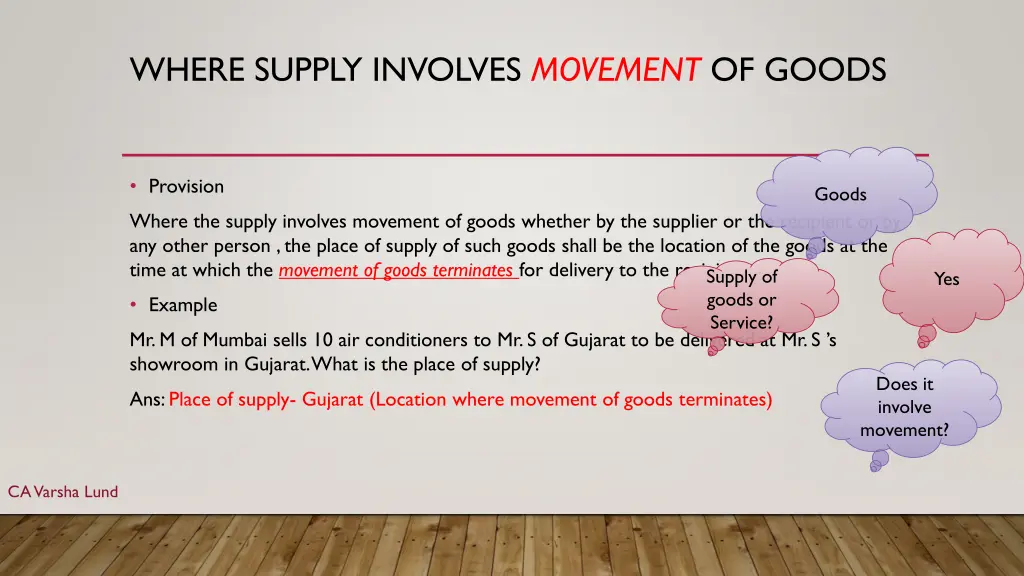 where supply involves movement of goods