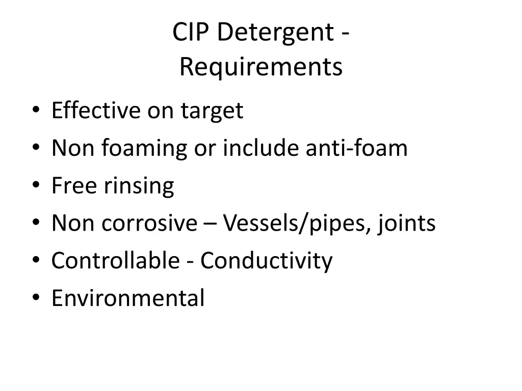 cip detergent requirements