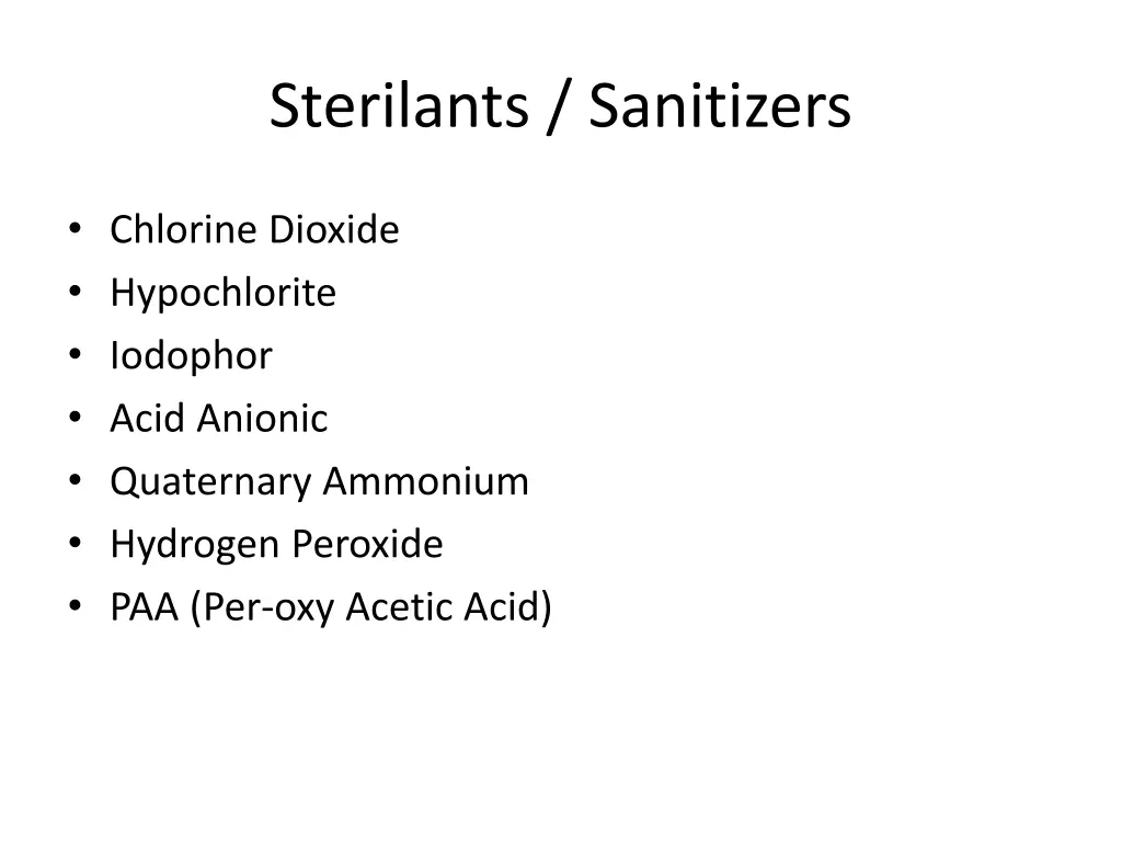 sterilants sanitizers