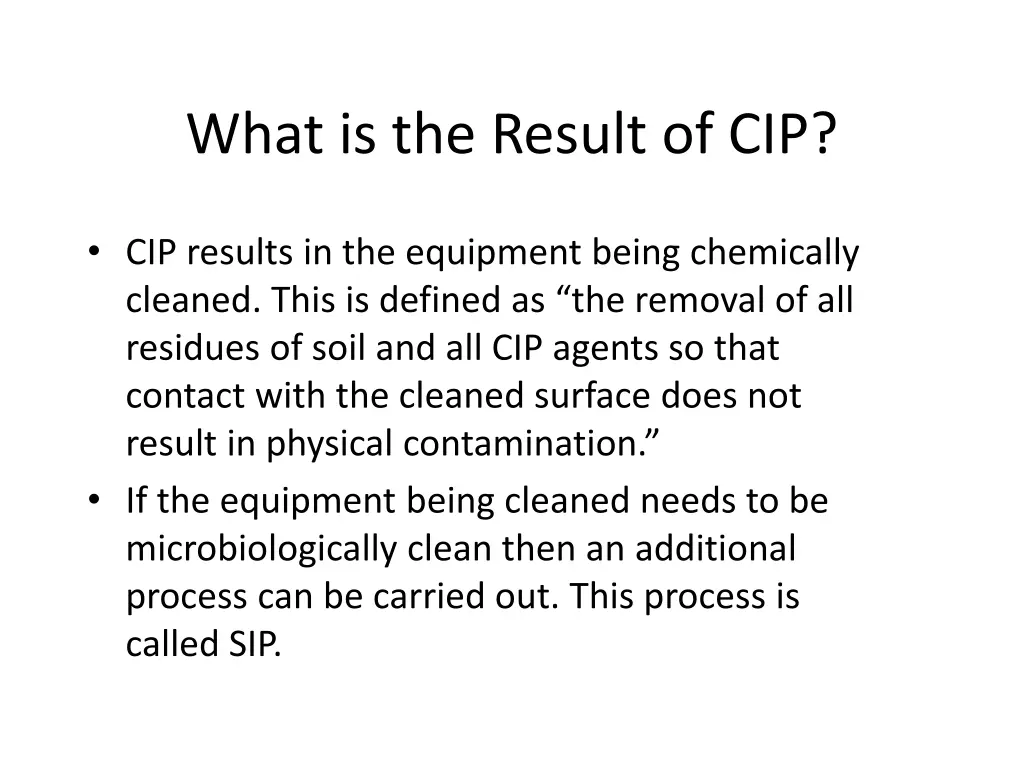 what is the result of cip