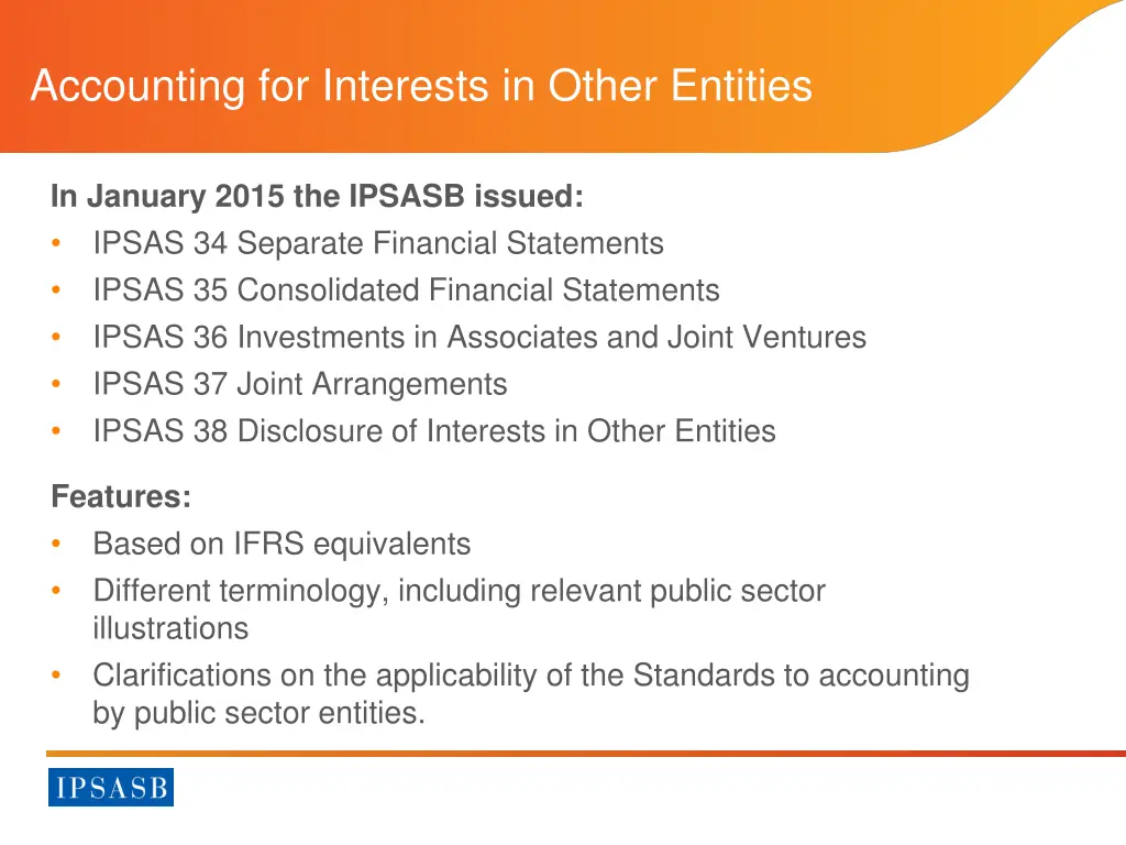 accounting for interests in other entities