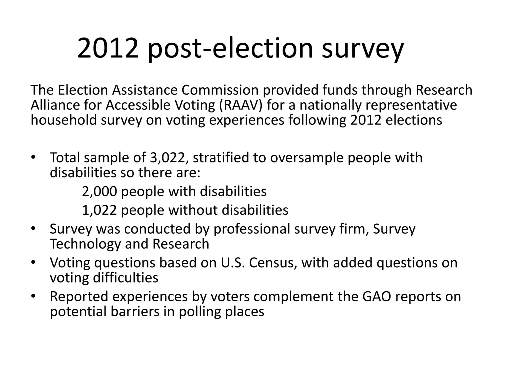 2012 post election survey