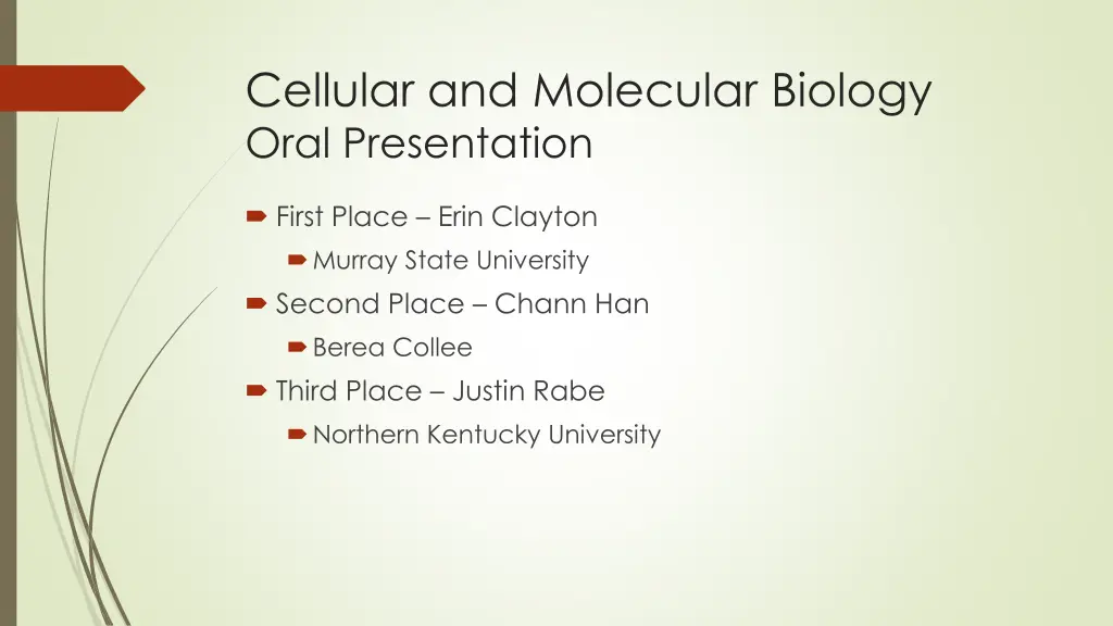 cellular and molecular biology oral presentation