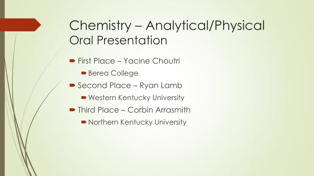 chemistry analytical physical oral presentation