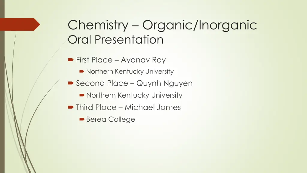 chemistry organic inorganic oral presentation