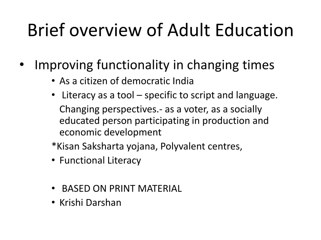 brief overview of adult education