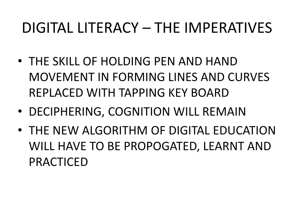 digital literacy the imperatives