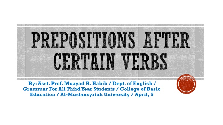 prepositions after certain verbs