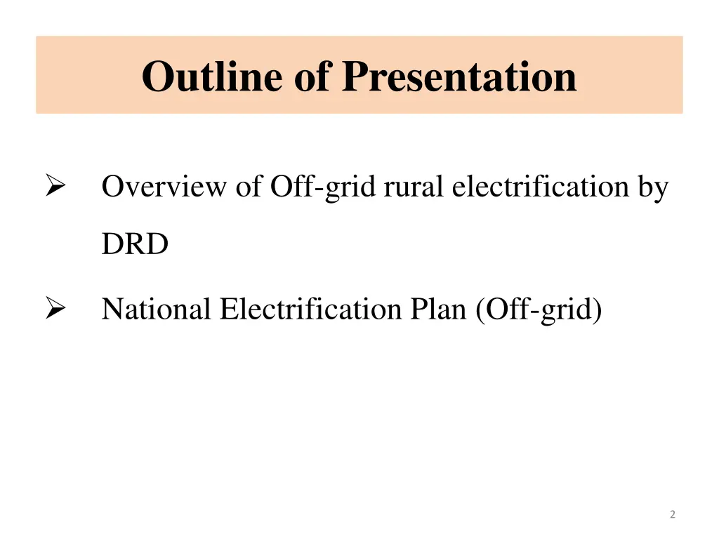 outline of presentation