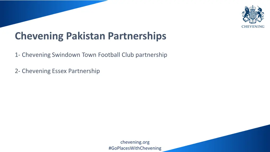 chevening pakistan partnerships