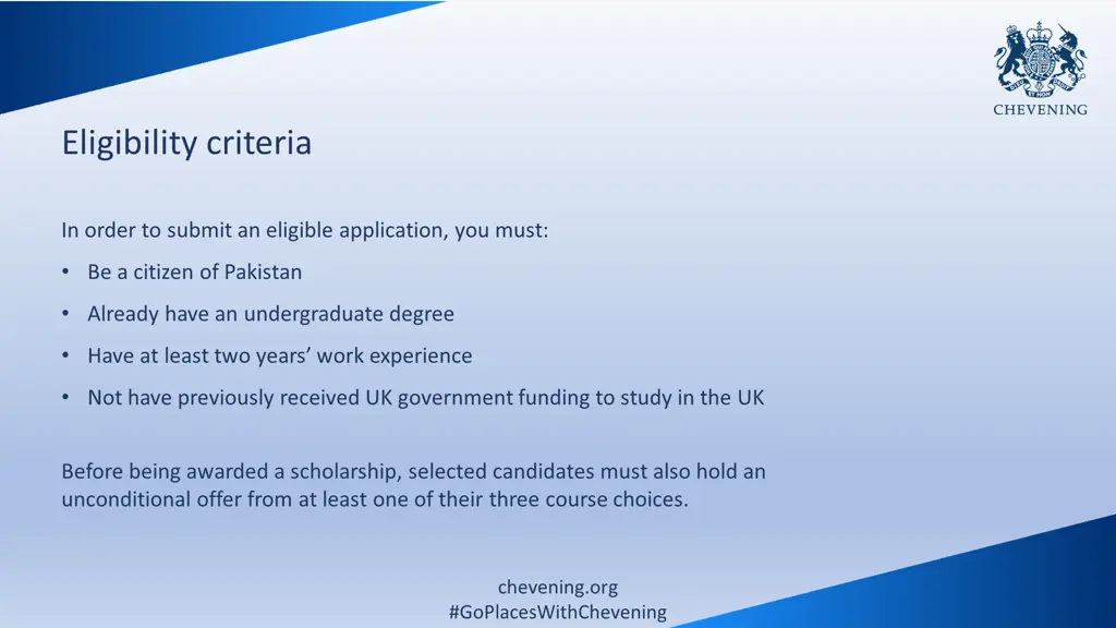 PPT Chevening Scholarships Global Opportunities for Positive Change