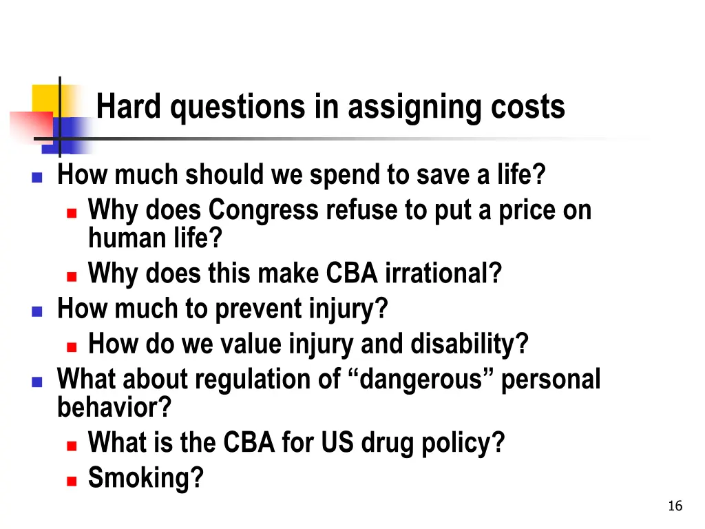 hard questions in assigning costs