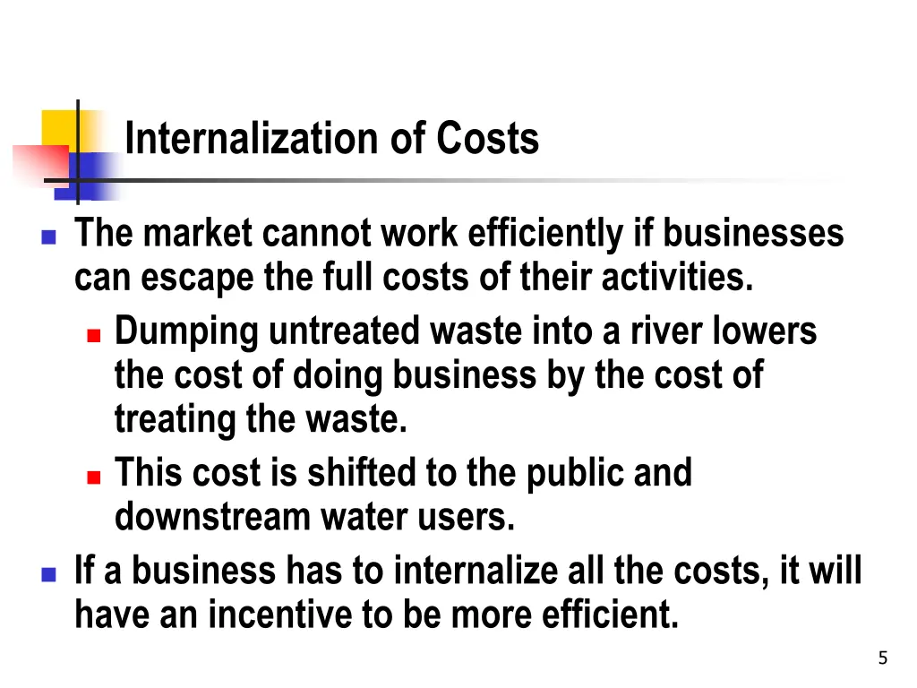 internalization of costs