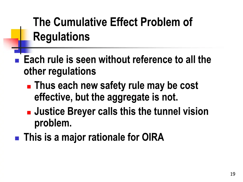 the cumulative effect problem of regulations