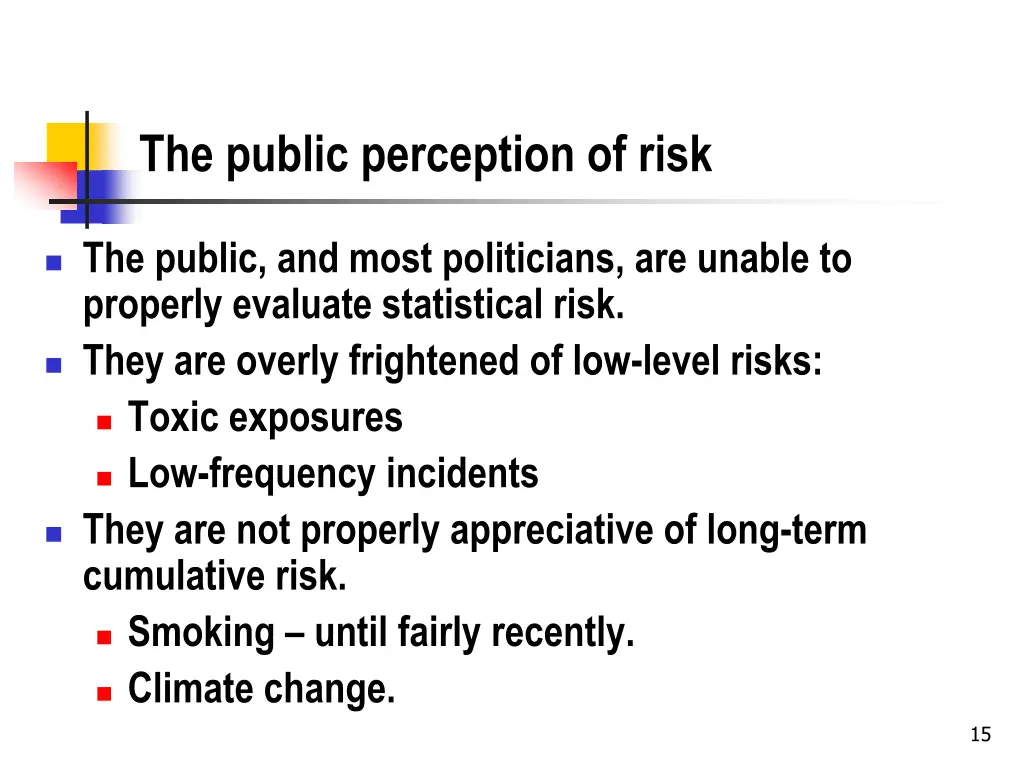 the public perception of risk