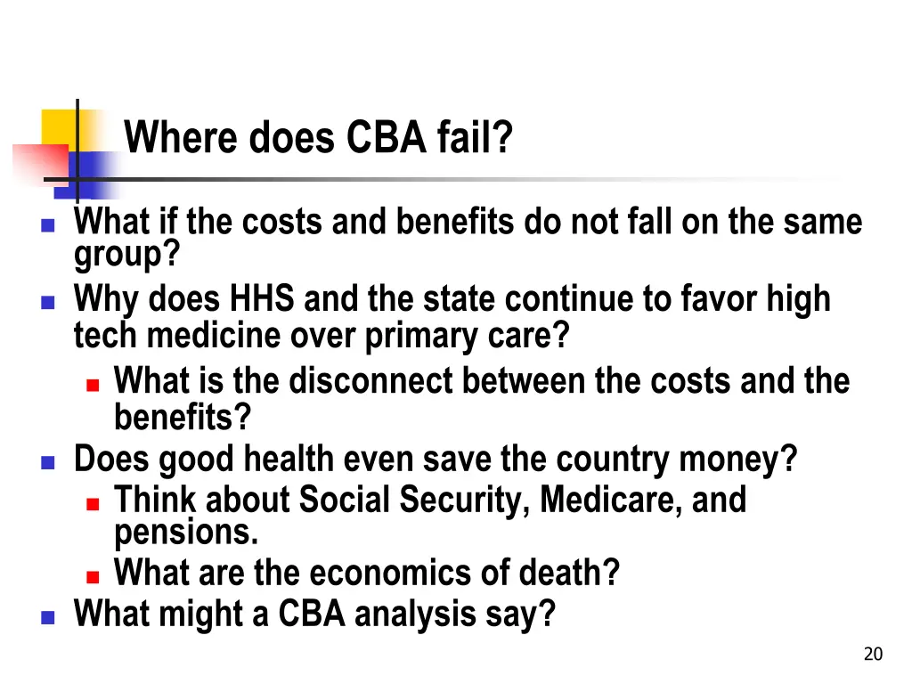 where does cba fail