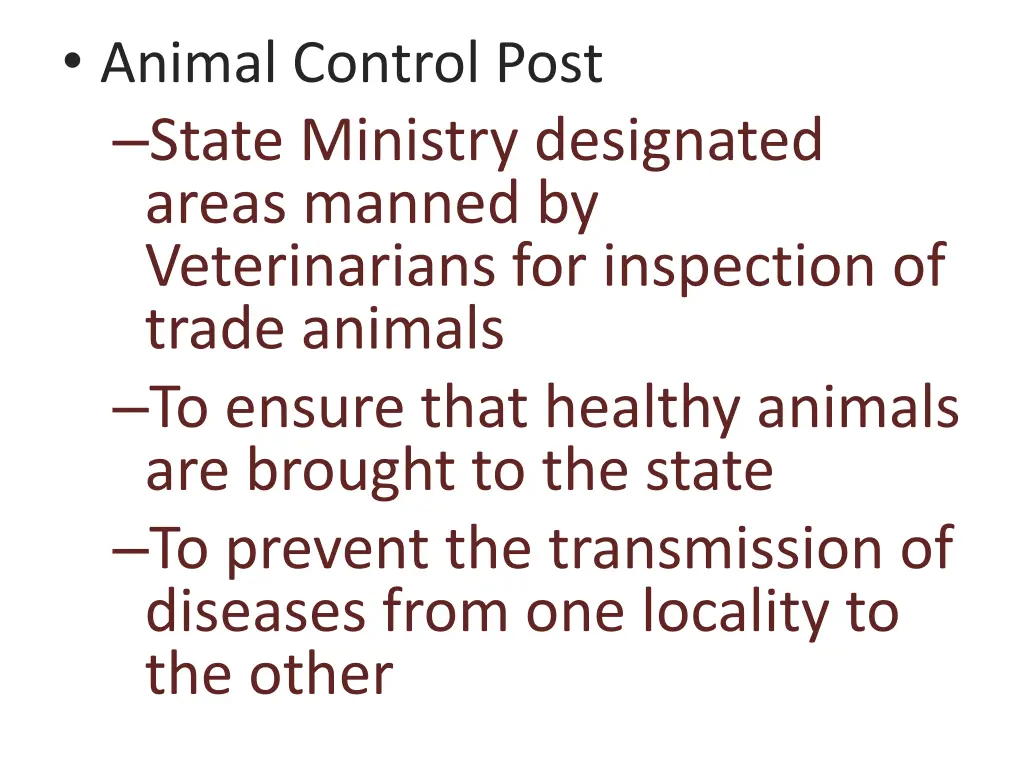 animal control post state ministry designated