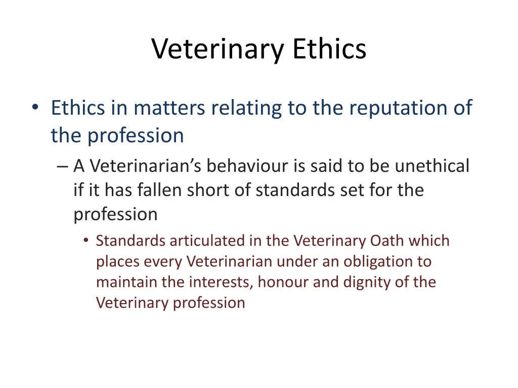 veterinary ethics 1