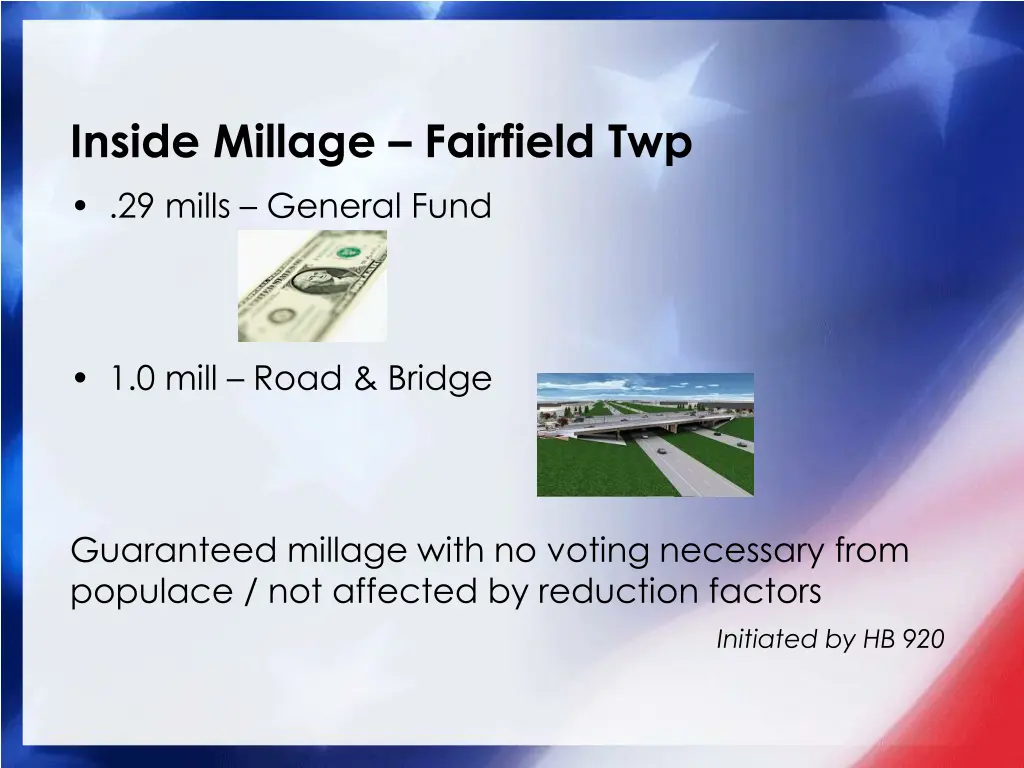 inside millage fairfield twp 29 mills general fund