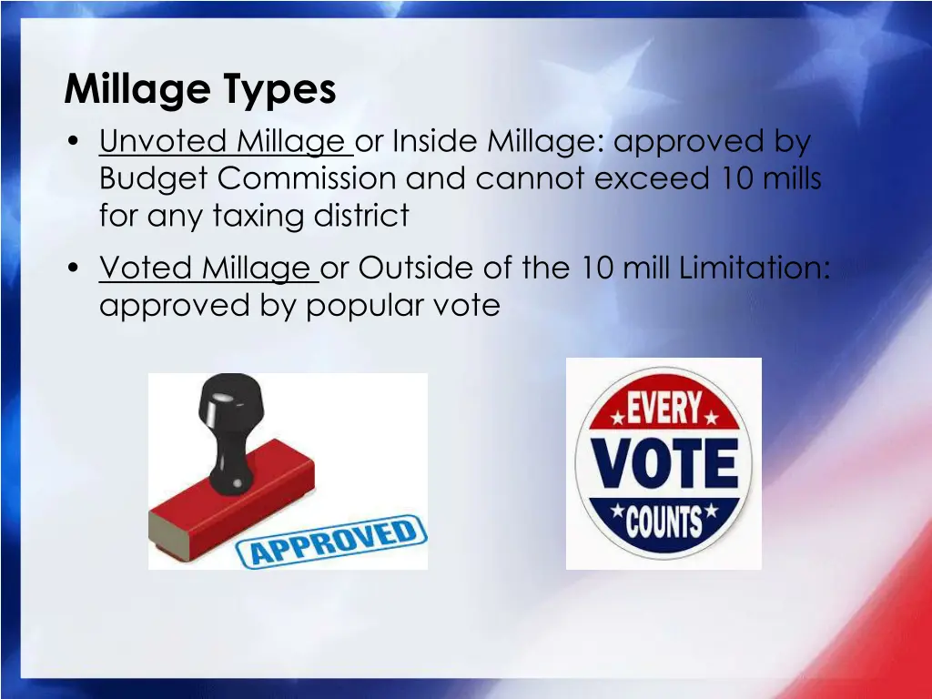 millage types unvoted millage or inside millage