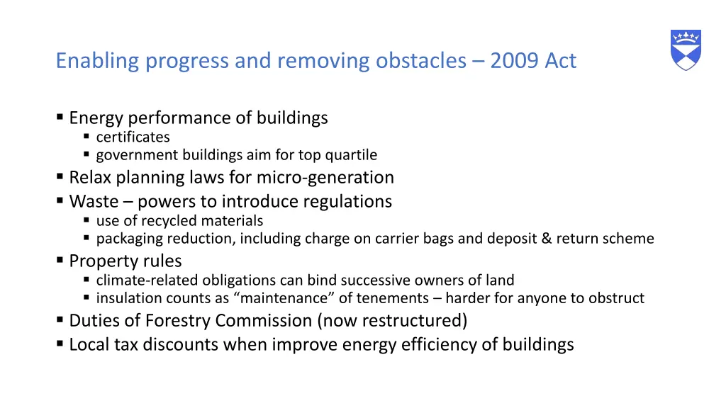 enabling progress and removing obstacles 2009 act