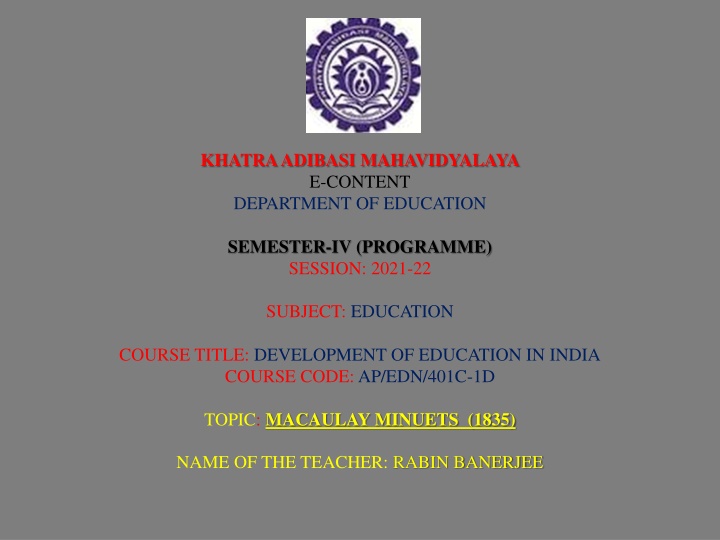 khatra adibasi mahavidyalaya e content department