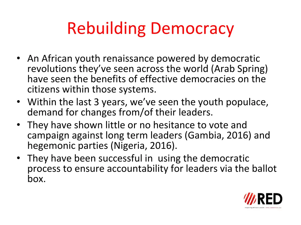 rebuilding democracy