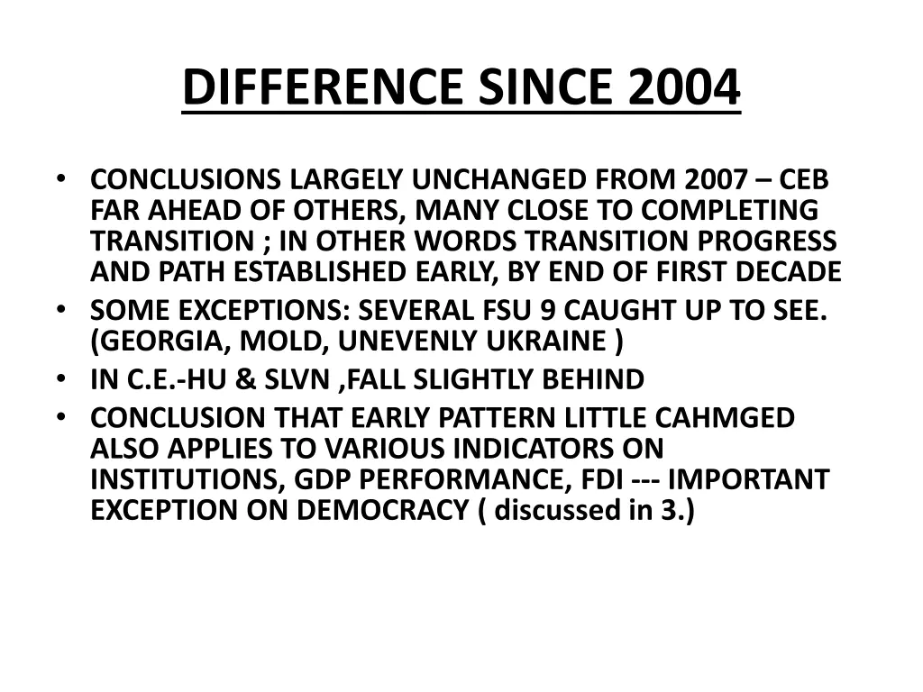 difference since 2004