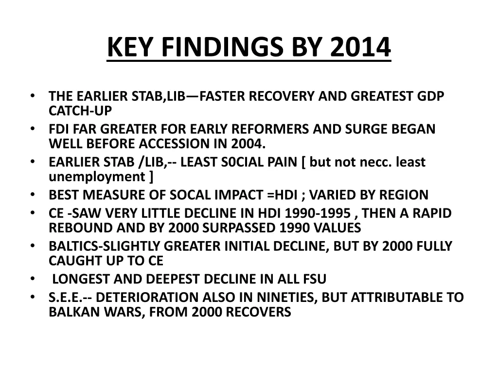 key findings by 2014