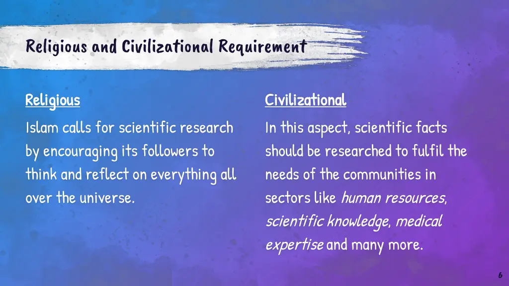 religious and civilizational requirement