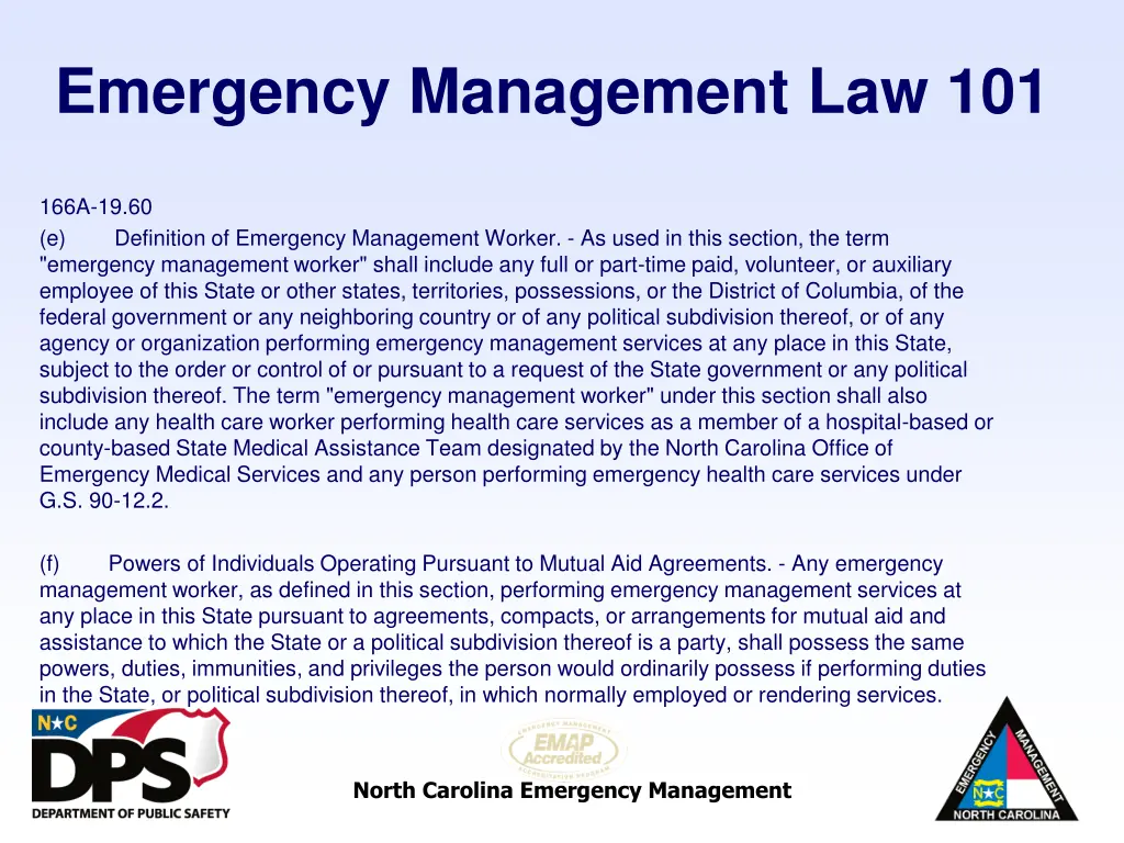 emergency management law 101 32