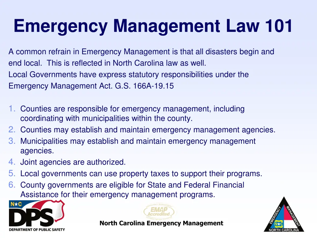 emergency management law 101 6