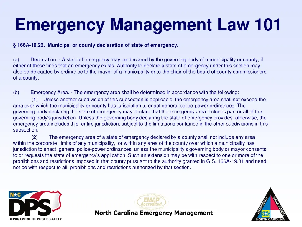 emergency management law 101 8