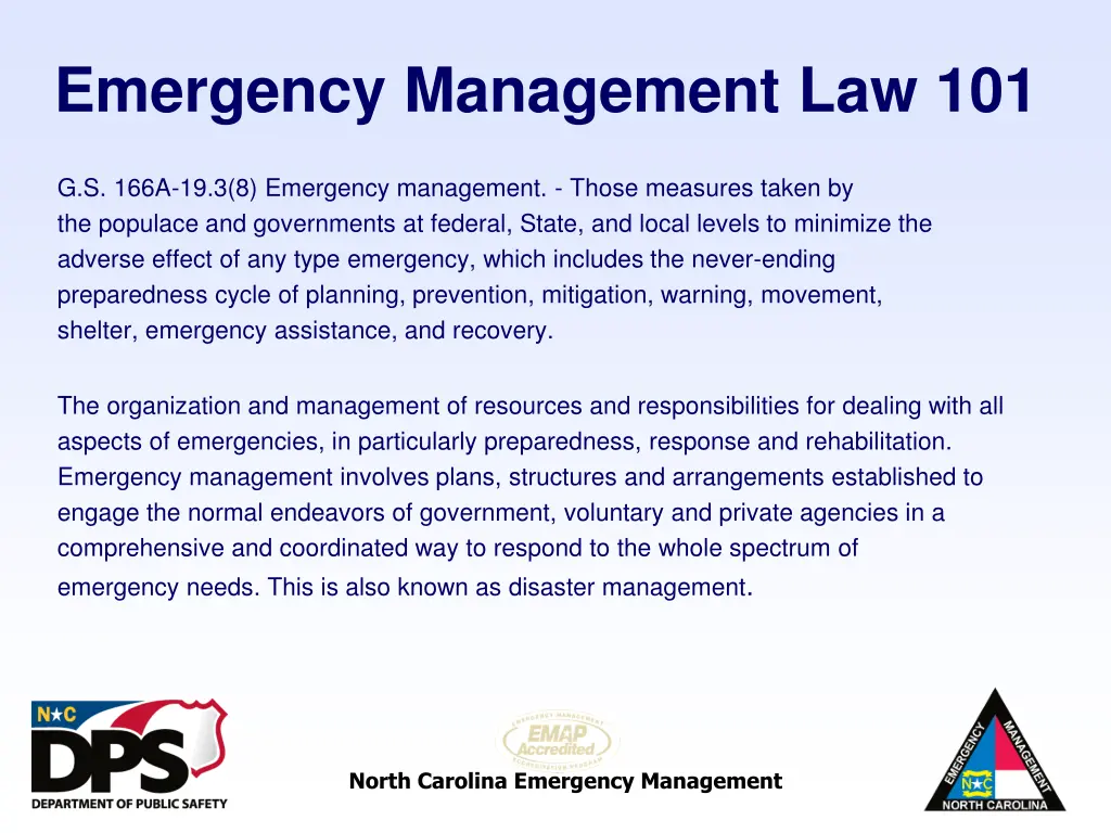 emergency management law 101