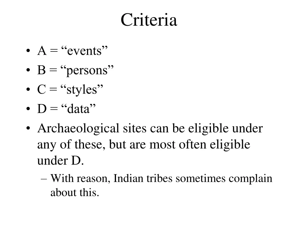 criteria