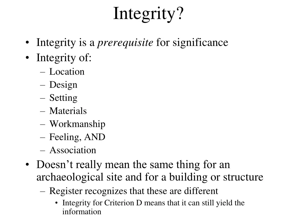 integrity