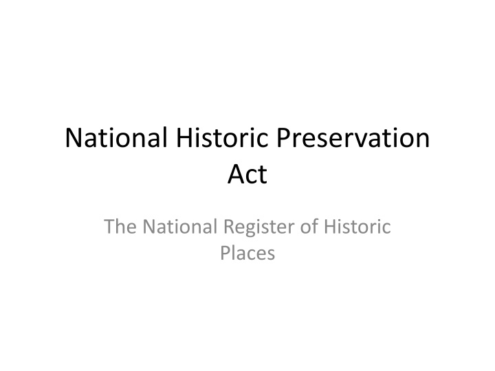 national historic preservation act