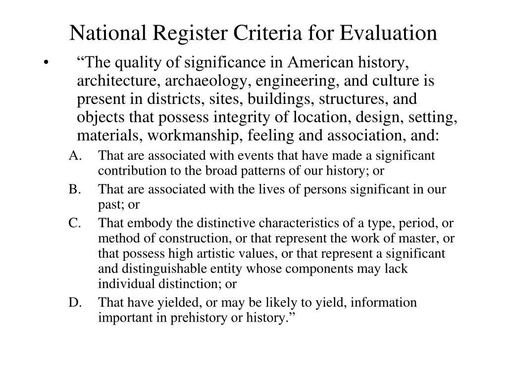 national register criteria for evaluation